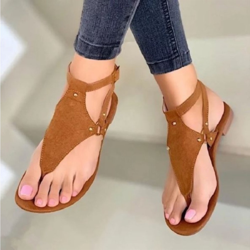 Carmel PU Suede Thong Sandals